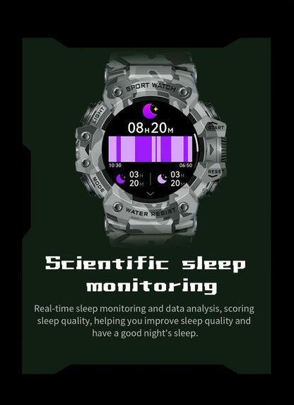 Tactical Smartwatch for Men, LED Flashlight & SOS Emergency, 1.32" TFT Screen, Bluetooth Calling, 100+ Sport Modes, Heart Rate SpO2 Sleep Tracker, Camouflage & Matte Colors – iPhone & Android Compatible