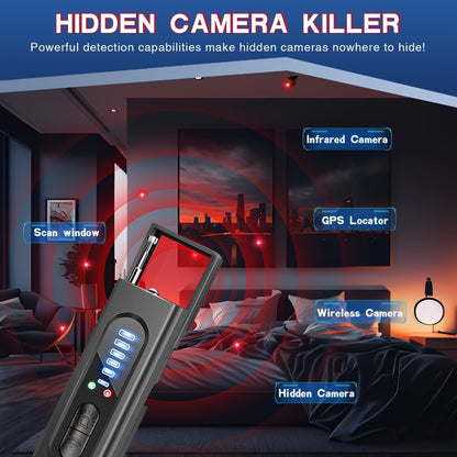 Hidden Camera Detector & Anti-Spy Bug Detector – Portable RF Signal Scanner Finds Wireless Wired GPS Pinhole Infrared Night Vision Cameras, Hotel Travel Privacy Security Device