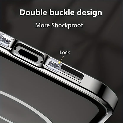 Privacy Screen iPhone Case Anti-Spy Dual-Mode Aerospace Metal Frame MagSafe Magnetic Shockproof Full Body Protection for iPhone 16 15 14 13 12 Pro Max Series – Business Travel Professional