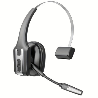 Trucker Bluetooth Headset Single Ear Noise Canceling Wireless Mono Headphone Type-C Charging Dual Device Connection for Teams Zoom Skype Office Calls Portable Lightweight Durable Black