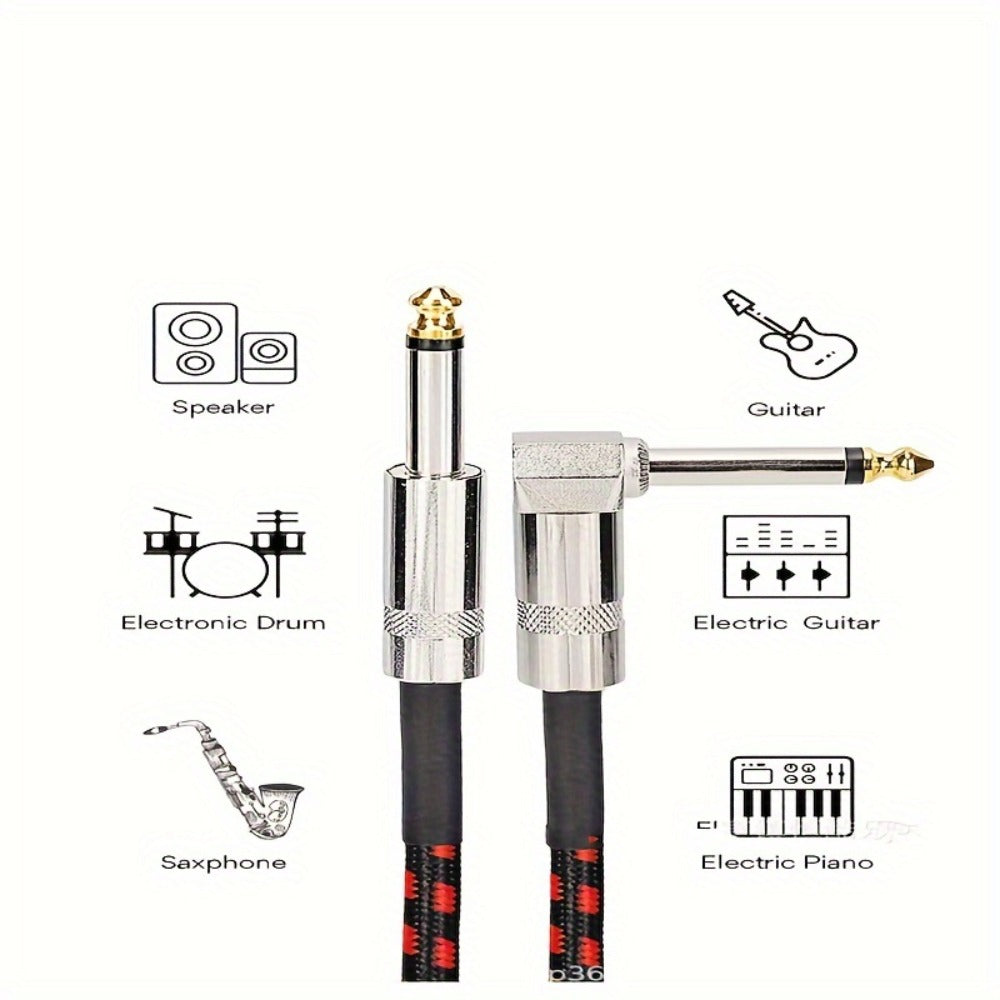 Guitar Bass Amplifier Cable with RCA Connectors – 10ft & 20ft, Tinned Copper Core, Durable Flexible Round Design, Universal Instrument Amp Cable for Electric Guitar, Bass, Keyboard & More