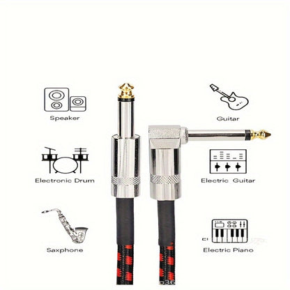 Guitar Bass Amplifier Cable with RCA Connectors – 10ft & 20ft, Tinned Copper Core, Durable Flexible Round Design, Universal Instrument Amp Cable for Electric Guitar, Bass, Keyboard & More