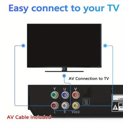 All Regions Free DVD Player with AV & Coaxial Output for Older TVs – 720P HD, USB Port, Remote Control, Plays DVD SVCD VCD CD-R MP3, No HDMI Compact Home Theater Player, US Plug, Black