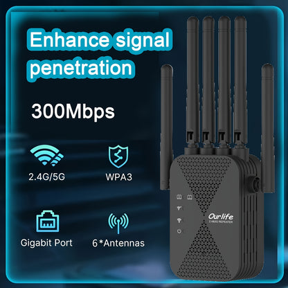 Wall-Piercing WiFi 6 Extender with 6 Antennas, Portable Wide Coverage Repeater, Stable Connection for Home Office Coffee Shop Co-Working Space, All Smart Routers Compatible, Multiple Editions