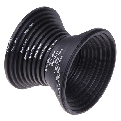 Step-Up Step-Down Lens Filter Adapter Rings 18pcs Set for DSLR Camera 37-82mm Aluminum Alloy Filter Ring Kit Compatible with Canon Nikon Sony Lenses