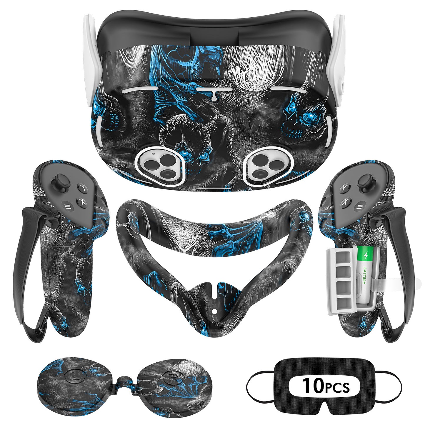 Meta Quest 3S Silicone Cover Set - VR Face Cover Shell Controller Grip Case Camera Lens Protector Full Protection Accessories Kit for Meta Quest 3S