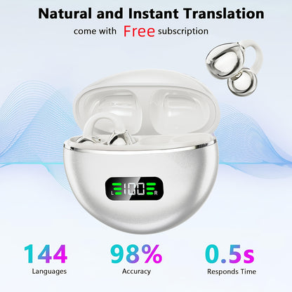 Open-Ear Clip Earphones Bluetooth 5.4 Wireless Earbuds for Glasses Wearers Small Ears Low Latency HD Calls All-Day Comfort Clip-On Open Ear Headphones Purple Black White