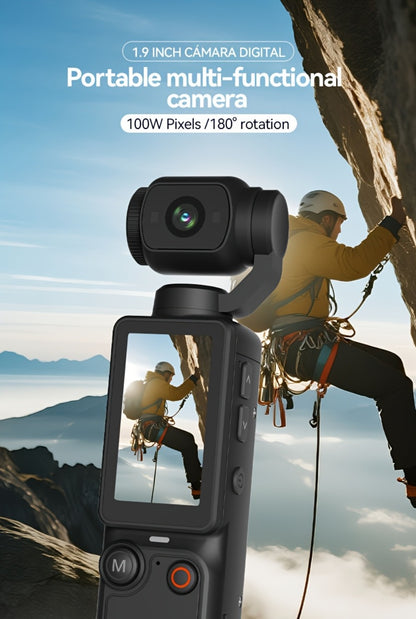 W&O Pocket Camera with Webcam Function | 1.9" Screen, 180° Rotating Shot, 2000mAh Battery, USB-C Charging, 32G Card, Outdoor Sports Cam for Cycling, Travel & Personal Use – Birthday & Christmas Gift