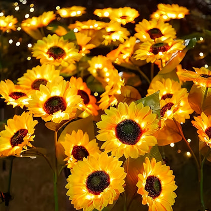Sunflower Solar Garden Stake Lights 2 Pack - 6 LED Flower Shaped Outdoor Lawn Lights, Dusk to Dawn Auto On/Off, Weatherproof Patio Courtyard Landscape Decor, Mother's Day Birthday Gift for Mom