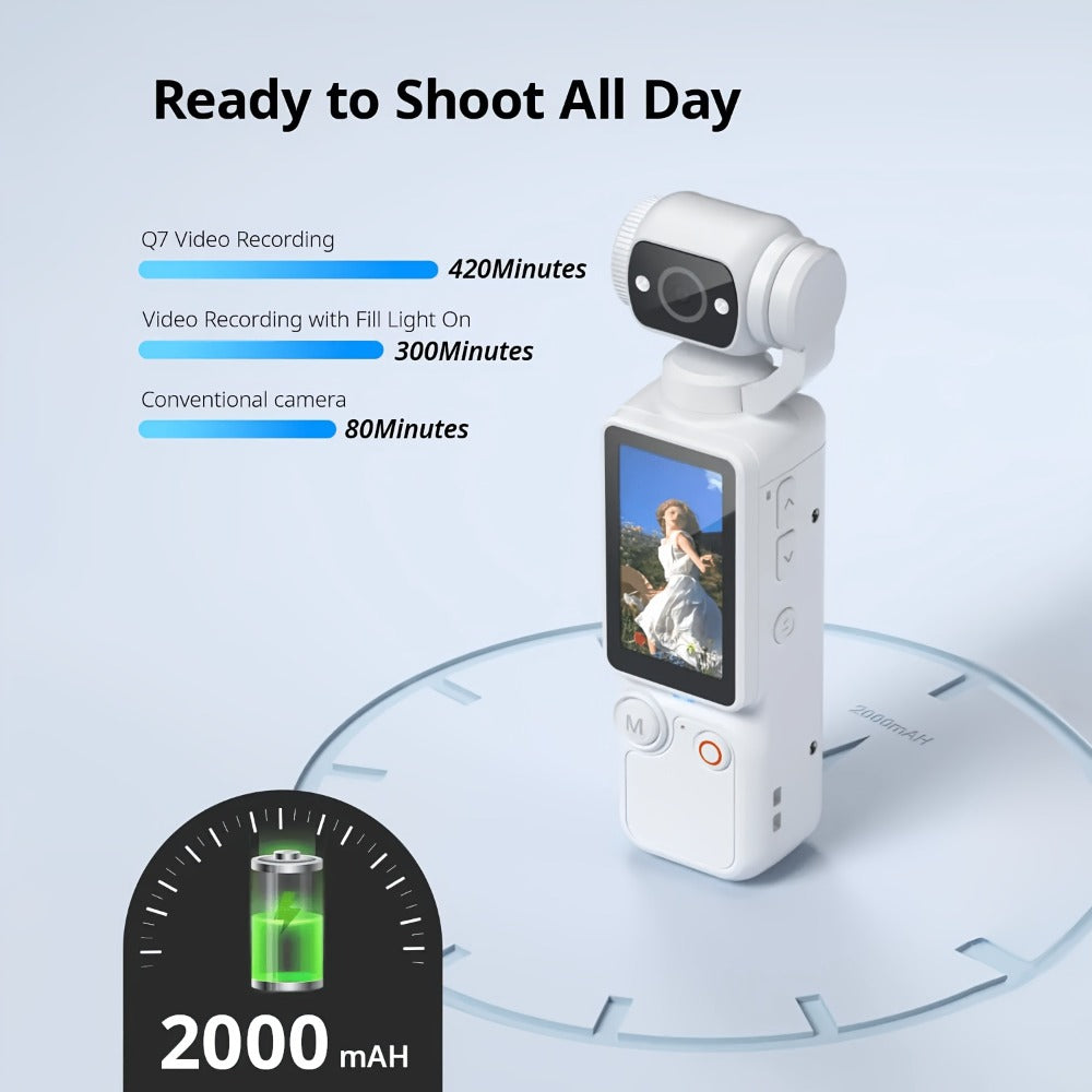UHD Pocket Camera with 180° Rotating 1.9" Screen, 2000mAh Battery, Webcam Function, USB-C Charging, 32GB Memory Card Included, Mini Compact Camera for Outdoor Sports Cycling Travel Vlogging
