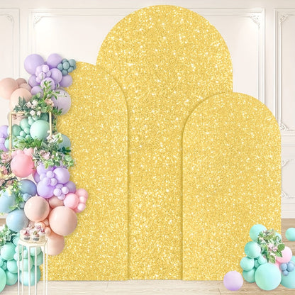 Sequin Wedding Arch Cover Set 3pcs – 6ft 6.6ft 7.2ft Metallic Spandex Payette Glitter Arch Backdrop Cover for Wedding Ceremony, Birthday Party, Bridal Shower & Event Decoration | Fits Most Arch Stands