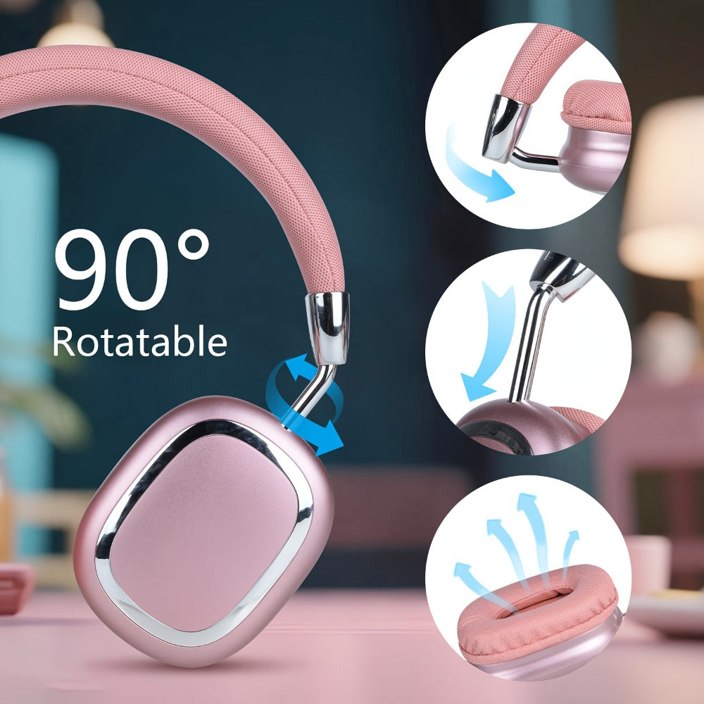 Noise Canceling Wireless Over-Ear Headphones Bluetooth 5.3 Metal 90° Rotating Earpads 6-8Hr Playtime for Music Gaming Commuting iOS Android Windows Compatible