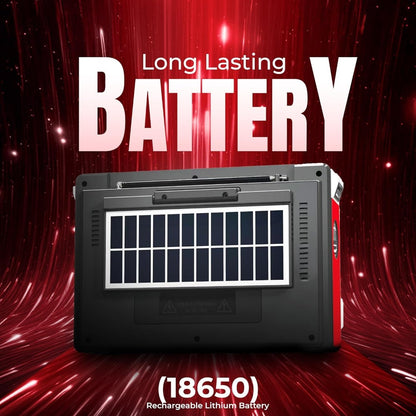 Solar Powered Bluetooth Radio Retro Portable AM FM SW with LED Flashlight, TF SD USB AUX MP3 Playback, Telescopic Antenna & Leather Handle for Camping Emergency Outdoor