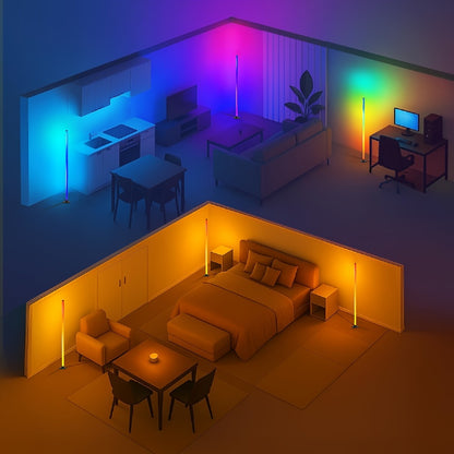 Smart LED Floor Lamp Modern Minimalist – Mood Lighting App & Remote Dual Control Backlight Ambient Light for Bedroom Office Gaming Study Room Holiday Gift 1 or 2 Pack