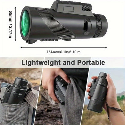 10x42 Monocular Telescope for Adults with Smartphone Adapter & Tripod | HD FMC Lens, Waterproof, Portable Handheld for Bird Watching, Hiking, Hunting, Camping, Concerts, Sports Events & Travel