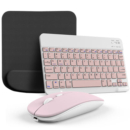 Wireless Keyboard and Mouse Combo with Mouse Pad – Silent 2.4G USB Ergonomic Full Size Keyboard Mouse Set for PC Laptop Mac Desktop | Blue White Pink Black | Home Office Work Setup