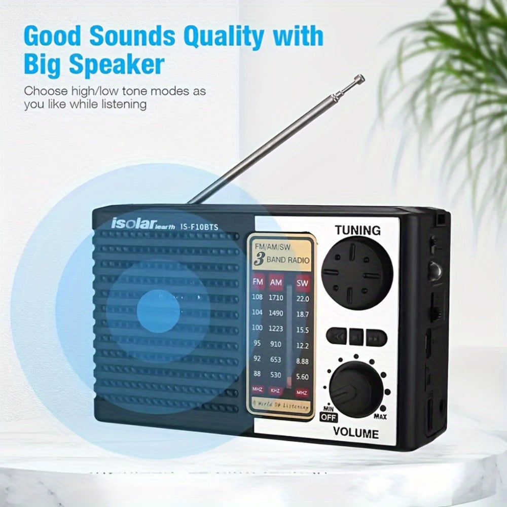 Rechargeable Solar Radio Speaker FM AM Portable Outdoor Radio with MP3 Player Flashlight Adjustable Volume for Camping Hiking Emergency Outdoor Activities Survival Gear Gift for Men