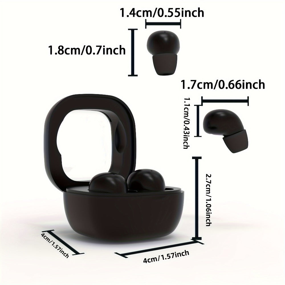 Mini Wireless Earbuds with Charging Case, Ultra-Long Battery Life, Universal Phone Control, Compact True Wireless Earphones Compatible with iOS & Android, Lightweight In-Ear Headphones for Music Calls Travel Work