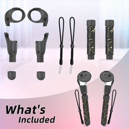Meta Quest 3S Controller Handle Extension Grips – 3-in-1 VR Handle Attachments for Beat Saber, Golf+, Tennis & More, Anti-Slip ABS Grip with Safety Wire, Compatible with Meta Quest 3S & Quest 3