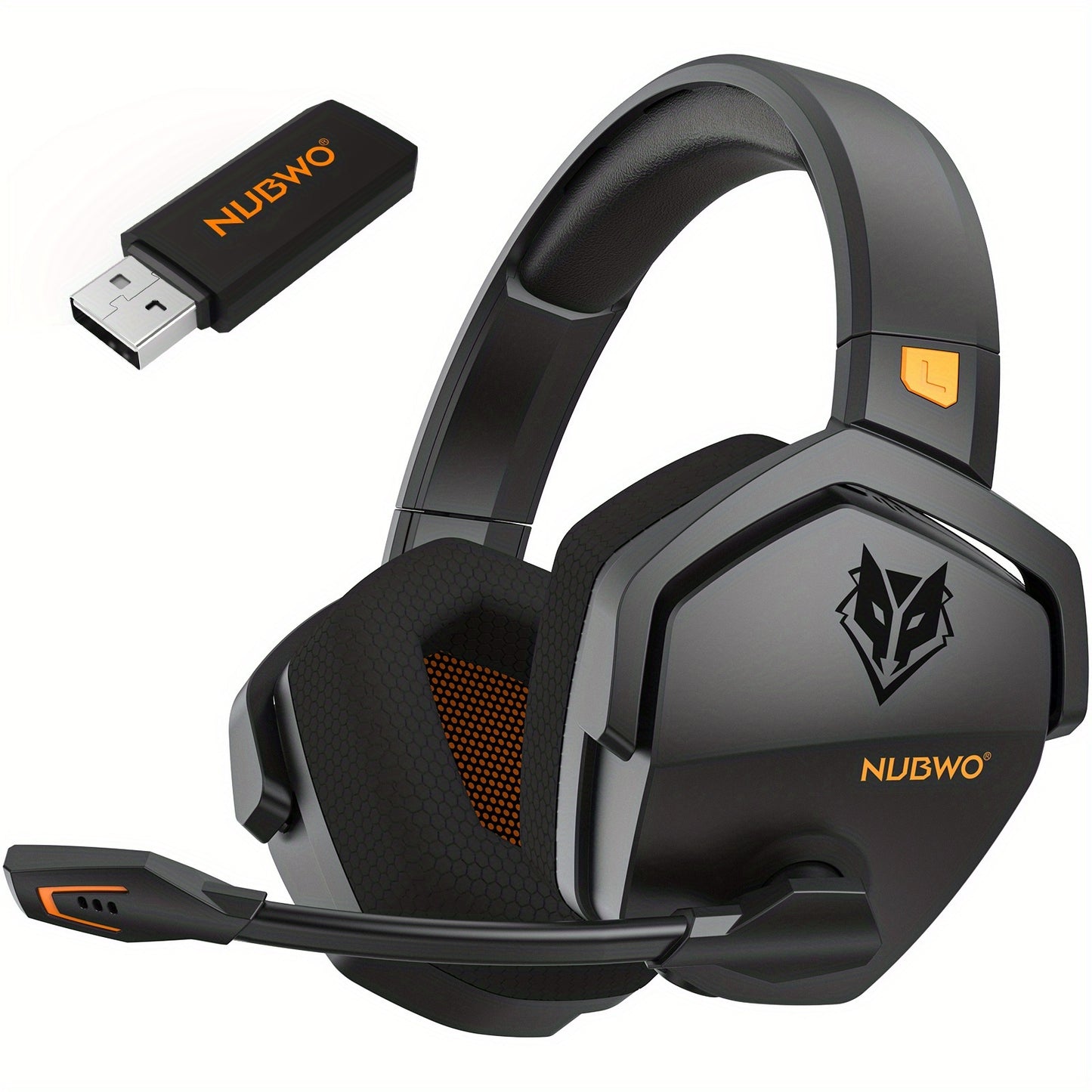 2.4GHz Wireless Gaming Earphones NUBWO G06, 7.1 Surround Sound, 23ms Ultra-Low Latency, 100H Battery, Dual Directional Mic, PC PS5 Console Mobile Compatible, Bluetooth & Wired Modes, Black