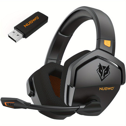 2.4GHz Wireless Gaming Earphones NUBWO G06, 7.1 Surround Sound, 23ms Ultra-Low Latency, 100H Battery, Dual Directional Mic, PC PS5 Console Mobile Compatible, Bluetooth & Wired Modes, Black