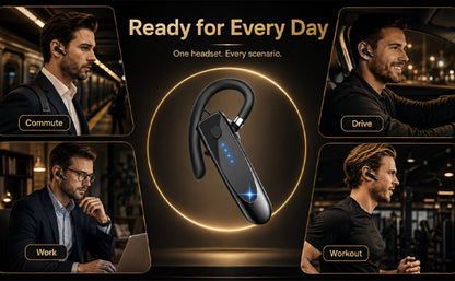 Trucker Bluetooth Headset 29H Playtime 180H Standby, Handsfree Earpiece with Mic Dual Device Connection, Wireless Headset for Driver Office Compatible with iPhone Android Samsung Laptop
