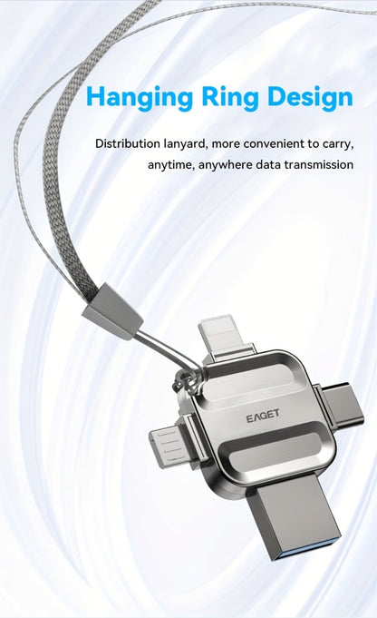 iPhone Flash Drive 4-in-1 USB Stick EAGET I50 Lightning USB-C Micro USB USB 3.0 Photo Stick for iPhone iPad Android PC Mac – 32GB 64GB 128GB 256GB Storage Expansion Memory Stick