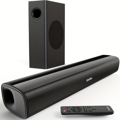 2.1 Channel Soundbar with Subwoofer for TV PC Gaming – Wireless Bluetooth Optical AUX Wall-Mountable Surround Sound System, Plug & Play Home Theater Speaker