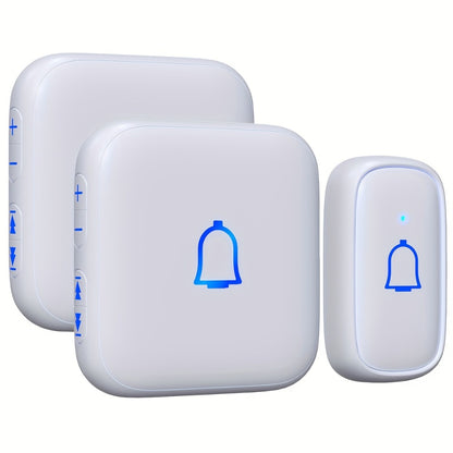 Long Range Doorbell Kit 1000ft - 115dB Loud Wireless Chime, 56 Melodies, 7 Volume Levels, Mute Mode, Battery Operated, 1 Button + 2 Plug-In Receivers, for Home Office Garage Elderly