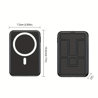 10000mAh Mini Power Bank with PD 22.5W Fast Charging, 15W Magnetic Wireless Charging, Built-in 2 Cables, Phone Stand & Digital Display – Slim Portable Charger for iPhone, Android, Travel, Airplane