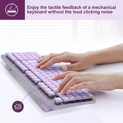 Wireless Keyboard and Mouse Combo 98 Keys Full Size – 2.4GHz, Mechanical Feel, Quiet Keys, Ergonomic Design for PC, Mac, Laptop, Office & Gaming | 3 Color Options