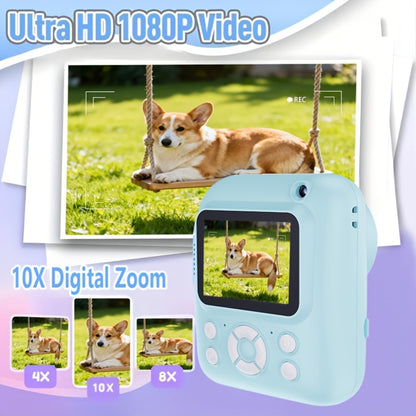 Instant Print Camera for Kids 48MP with Print Paper 32G TF Card 1080P FHD Video Flash MP4 Puzzle Game Cartoon Mini Digital Camera Printer Ages 6+ Birthday Christmas Gift