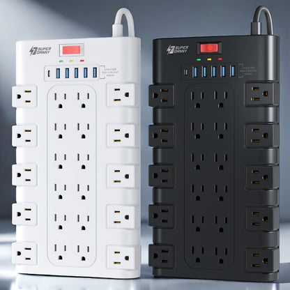 Heavy Duty 28-in-1 Surge Protector Power Strip, 22 AC Outlets & 6 USB Ports (1 USB-C), 5ft Extension Cord, Charging Station for Home Office Tool Room Desk – Overload Protection, 2500W