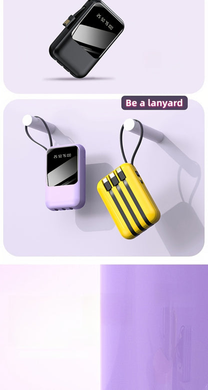 10000mAh Mini Power Bank 22.5W Super Fast Charging with 4 Built-In Cables – LED Display Cute Compact Portable Charger for iPhone Samsung Android Travel Outdoor Emergency Battery Pack