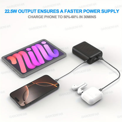 Dual Voltage 5V 7.4V Power Bank 20000mAh 22.5W Fast Charging LED Display DC USB Type-C Output Lithium Polymer Portable Charger for Smartphones Tablets Heated Clothing Devices