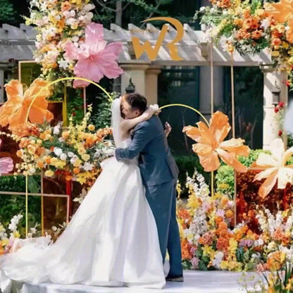 Golden Metal Wedding Arch Backdrop Stand Set of 2 (7.2FT & 6FT) | Balloon Arch Frame for Wedding Ceremony, Birthday Party, Baby Shower, Graduation & Holiday Event Decoration