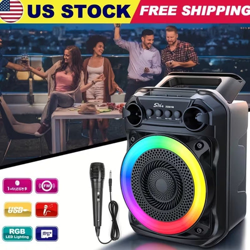 Portable Wireless Karaoke Speaker with Microphone & Bass Boost, TWS Stereo Sound, TF/SD Card Player, Type-C Charging, PA System for Outdoor Street Karaoke Parties Singing Computer DVD