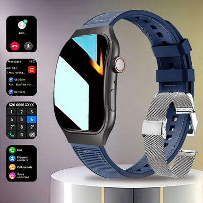 Smartwatch with Mini Games & Voice Assistant, 2.01" Curved Full Touch Screen, HD Wireless Calling, 100+ Sport Modes, Heart Rate SpO2 Sleep Tracker, Magnetic Charging, Deployable Buckle – Men & Women