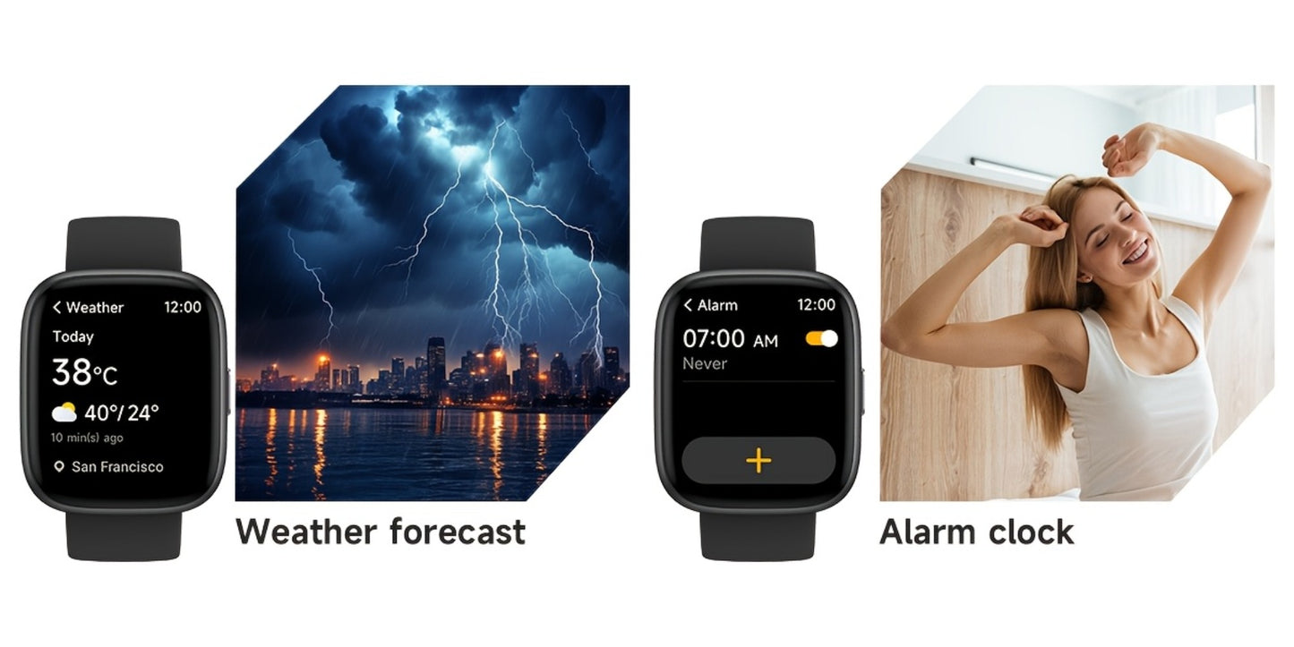 Alexa Built-in Waterproof Smartwatch 1.83" HD – Wireless Calling, 100+ Sport Modes, Heart Rate SpO2 Sleep Tracker, Optional Woven Strap – Unisex Black Green Purple Pink Gold White iPhone & Android