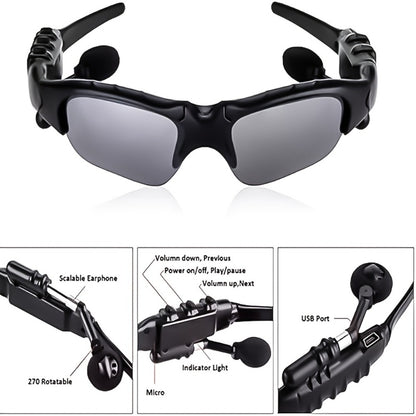 Audio Glasses 2-in-1 Wireless Headphone Sunglasses with Microphone, Fashion Smart Eyewear Bluetooth Earphones for Music Calls Outdoor Sports Travel Daily Use iPhone Android
