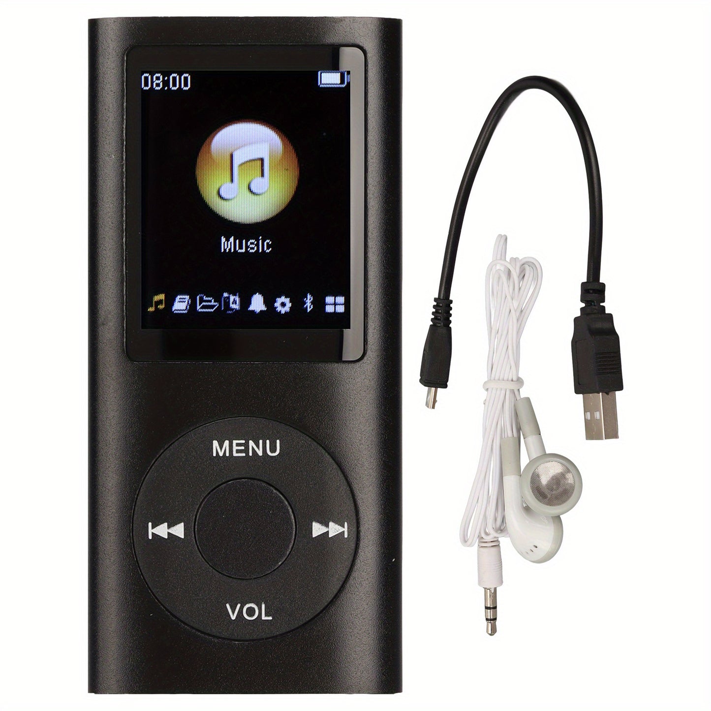 MP3 Player 8-Hour Battery 64GB Lossless FLAC, Slim 1.8 Inch LCD Aluminum Alloy Portable Music Player, Supports MP3 WMA FLAC APE, Playlist Shuffle Sleep Mode, TF Micro SD Card, Earphone & Cable Included