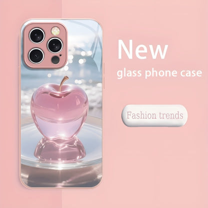 Pink Metallic Tempered Glass iPhone Case Slim Shockproof Cover - Compatible with iPhone 17 Pro Max 17 Air 17 Pro 16 Pro Max 16 Pro 16 Plus 16 16e 15 Pro Max 15 Pro 15 Plus 15 14 Pro Max 14 Pro 14 13 12 Series