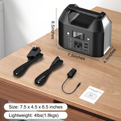 300W Portable Power Station Solar Generator with AC Outlet, DC & USB Outputs, LED Flashlight, Built-in Cooling Vents – 256Wh Lithium-Ion Battery for Camping, RV, Emergency Home Backup, Outdoor Adventures