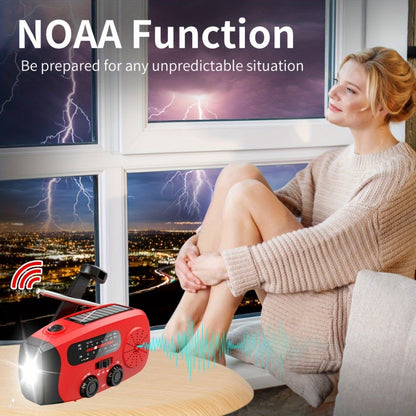 NOAA Emergency Weather Radio Solar Hand Crank with 2000mAh Power Bank & LED Flashlight – AM/FM/NOAA Portable Survival Radio, USB Charging, Solar Powered, Hurricane & Winter Storm Preparedness Gear