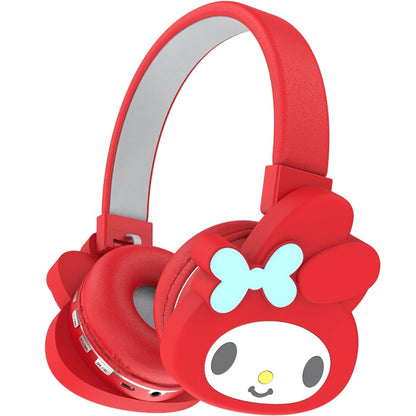 Sanrio Kuromi My Melody Cute Wireless Headset Foldable Portable Smart Call Anime Design for Daily Sports Learning Festival Gift for Girls Teens My Melody Black Kuromi Red