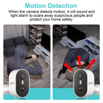 3MP Driveway Outdoor Security Camera with PIR Human Detection – AI Motion Alert, Full Color Night Vision, Two-Way Audio, Siren Alarm, 5000mAh Battery, Alexa Compatible
