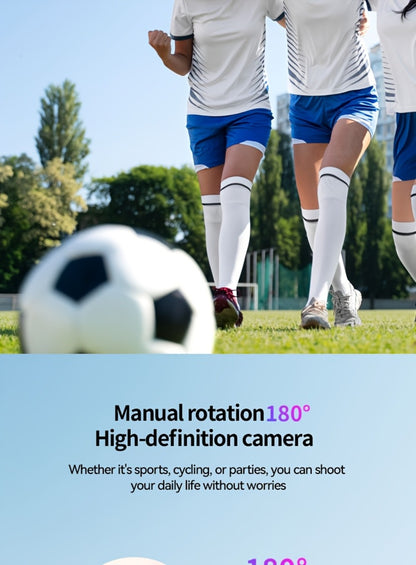 Ultra-Lightweight 4-in-1 Action Camera 1080P | 360° Rotating Lens, Image Stabilization & One-Click Recording – Compact Outdoor Cam for Cycling, Vlogging & Drone-Like Aerial Shooting Effects