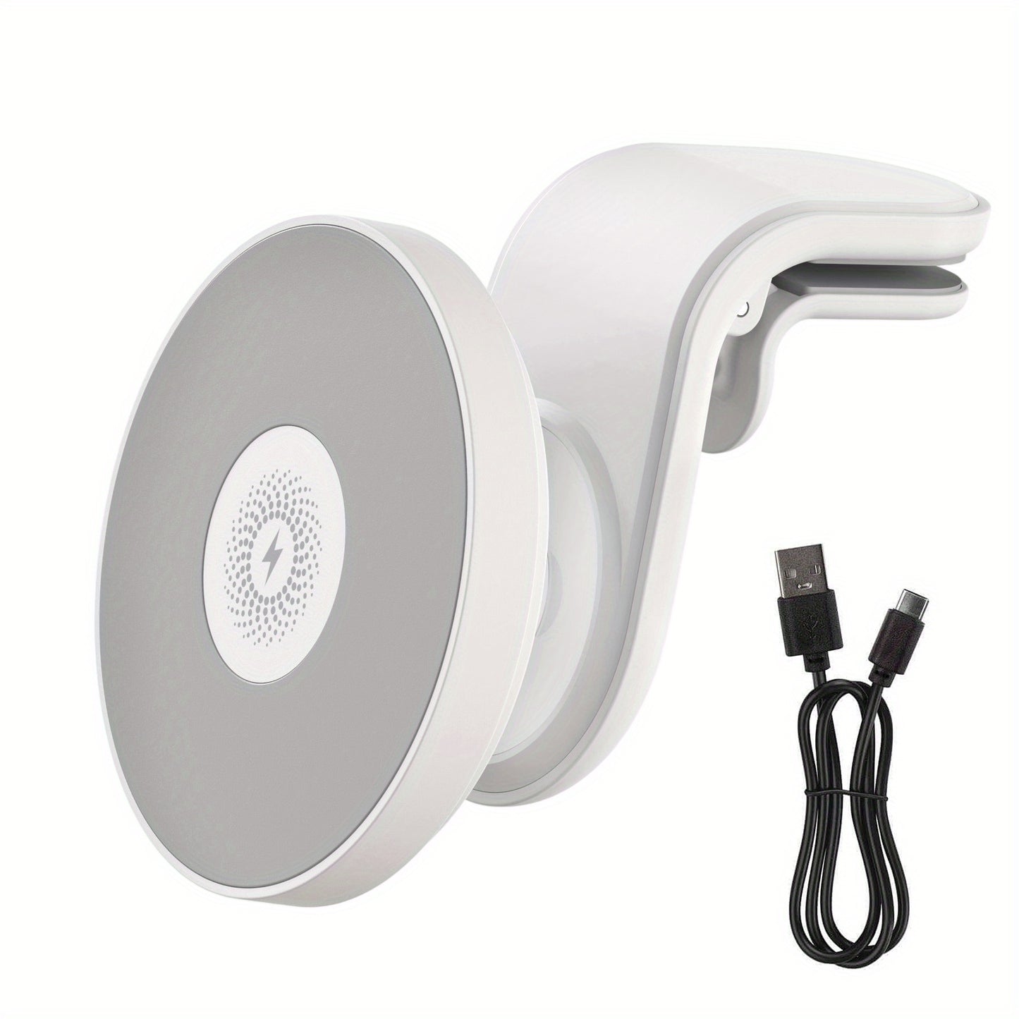 Magnetic Wireless Car Charger Mount 15W 360° Swivel Ball Joint Air Vent Holder for iPhone 17 17 Air 17 Pro Max 16 15 14 13 12 Series, Samsung Galaxy S24 S23 S22 & All Qi Devices – White