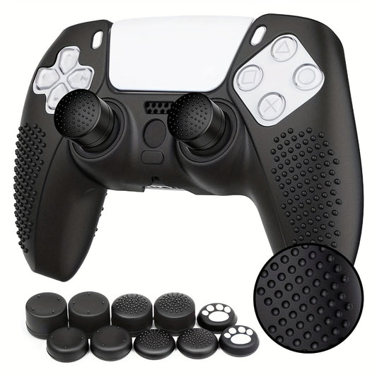 PS5 Controller Silicone Cover with 10 Thumb Grip Caps – Protective Case & Grip Accessories Set for PS5 DualSense Controller, Anti-Slip Skin Cover for PlayStation 5 Controller