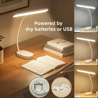 Eye Care LED Desk Lamp Gooseneck Flexible Neck – No Flicker, 3 Color Temperatures Dimmable, USB Charging Port, Table Reading Light for E-Book, Study, Home Office & Bedroom